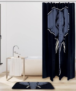 Unique Elephant Head Background Waterproof Shower Curtain