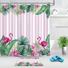 Unique Flamingo and Tropical Flowers Shower Curtain for a Beachy Bathroom