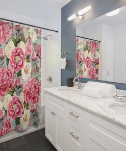 Unique Floral Print Skull Shower Curtain For A Bold Statement In Your Bathroom