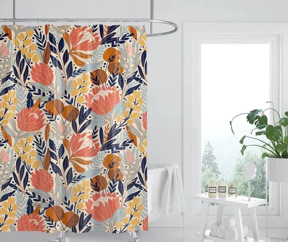 Unique Floral Shower Curtain With Boho Botanical Design For Chic Bathroom