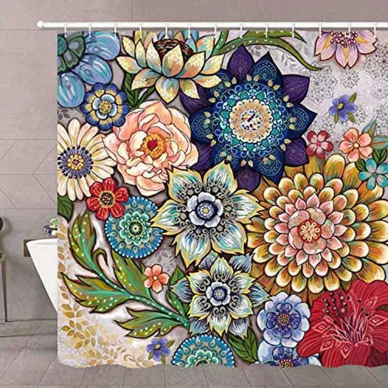 Unique Floral Shower Curtain With Boho Botanical Design For Chic Bathroom - Image 3