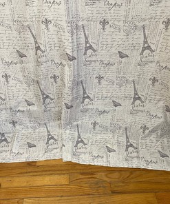 Unique French Shower Curtain With Silky White Fabric And Iconic Parisian Symbols - A Cool Addition To Your Bathroom
