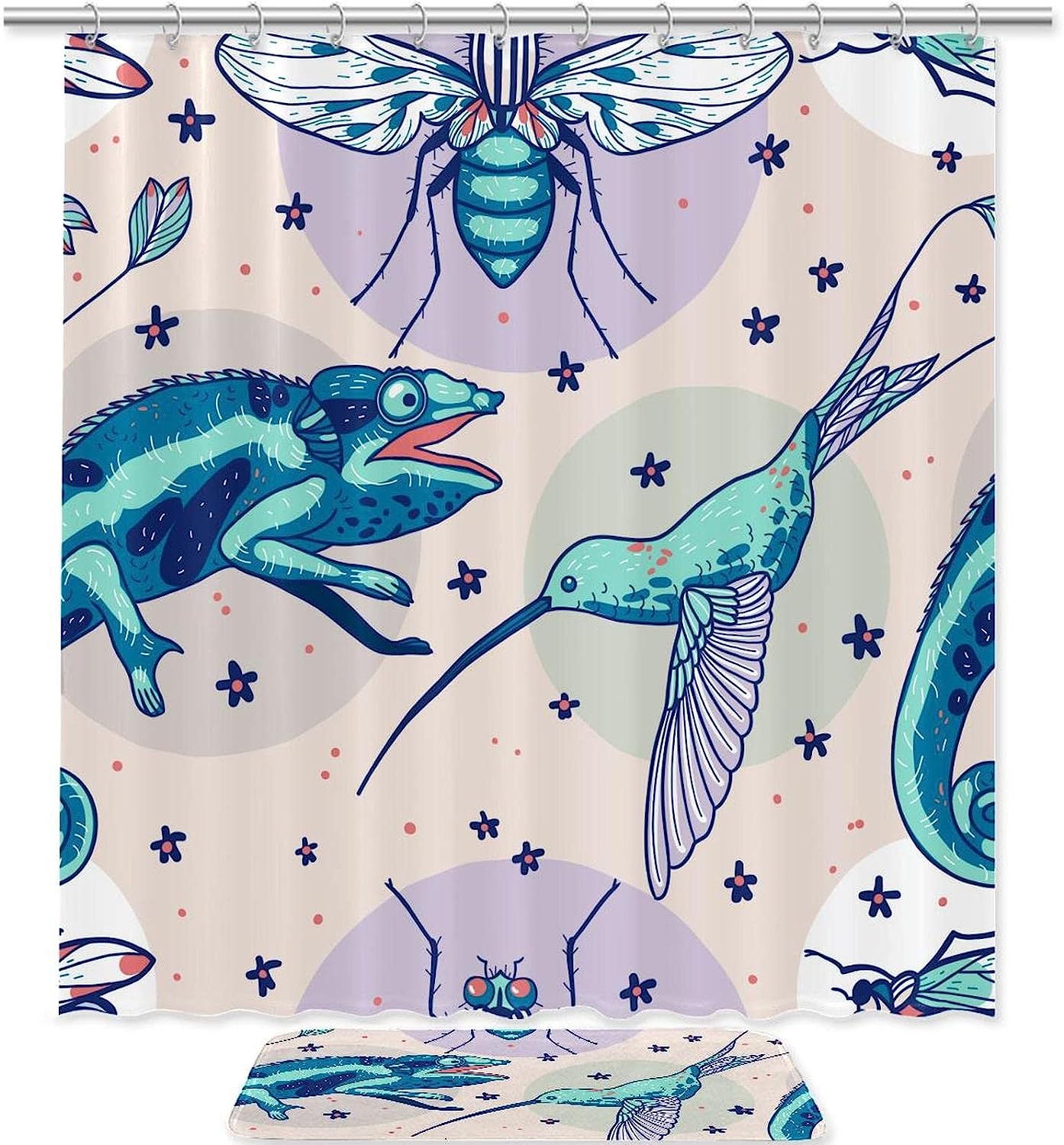 Unique Frog Bird Gecko Waterproof Shower Curtain - A Fun And Playful Touch To Your Bathroom