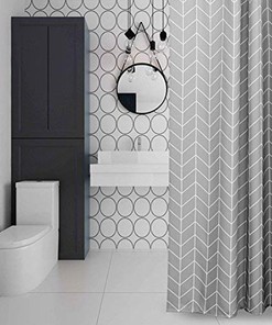 Unique Geometric Pattern Designed Waterproof Fabric Shower Curtain For Bathroom