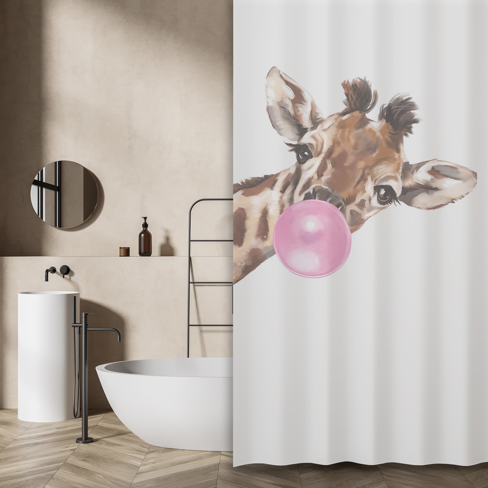 Unique Giraffe Blowings Personalized Shower Curtain for Home Decor