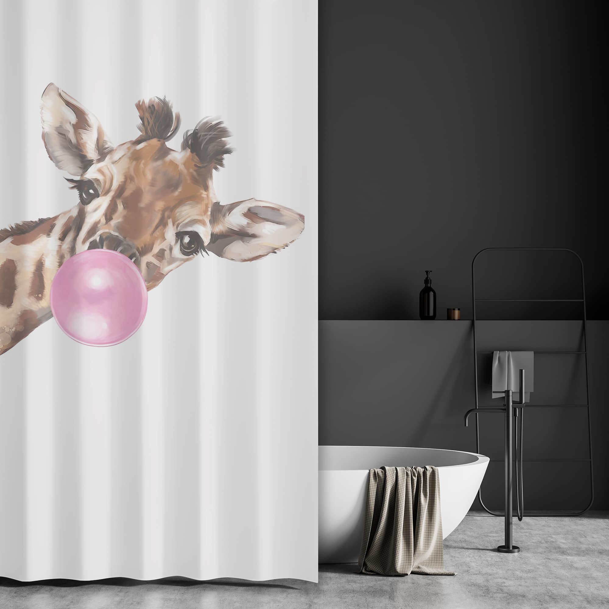 Unique Giraffe Blowings Personalized Shower Curtain for Home Decor