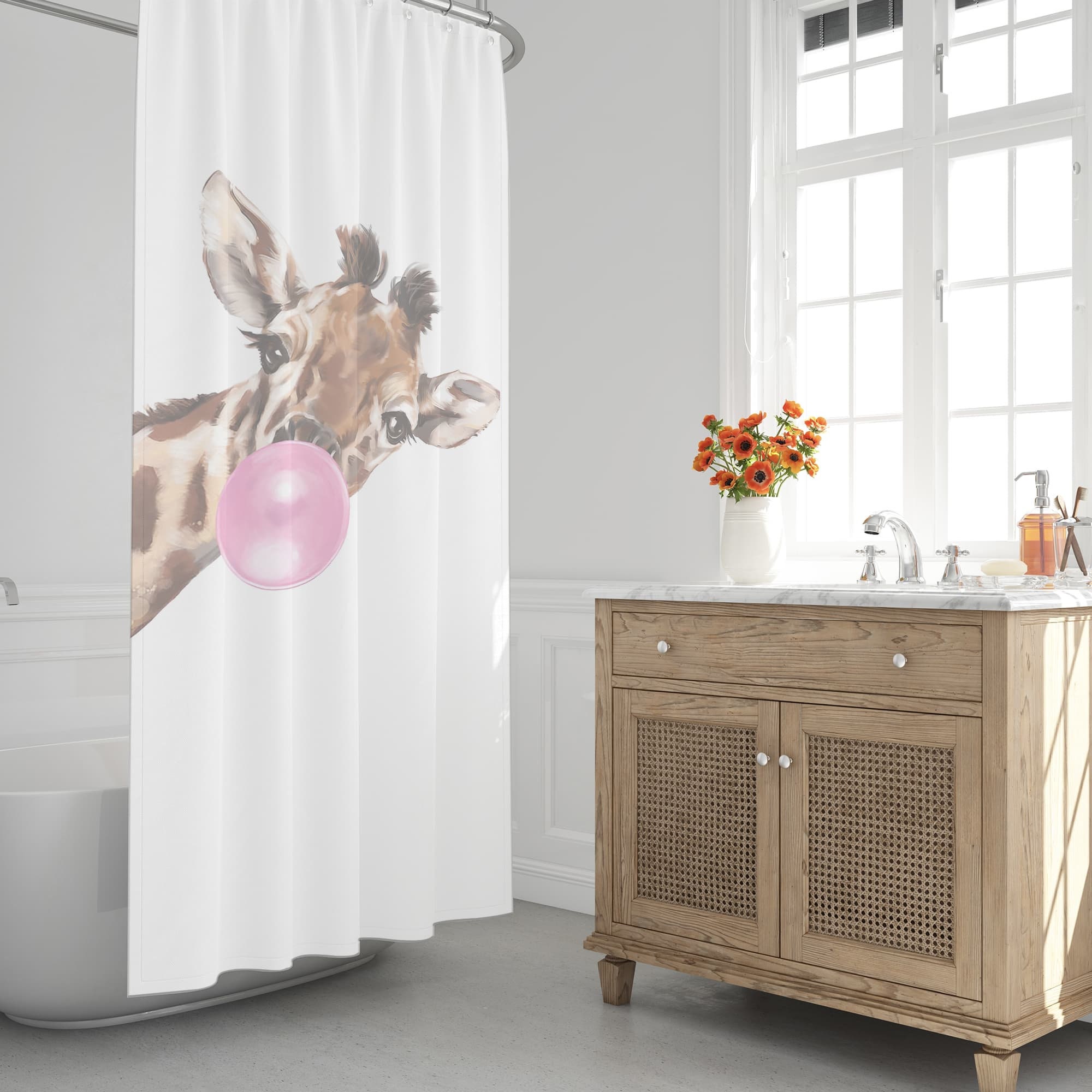 Unique Giraffe Blowings Personalized Shower Curtain for Home Decor
