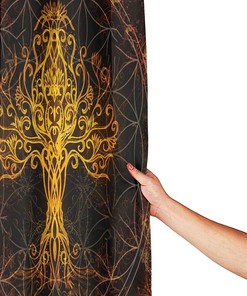 Unique Golden Viking Norse Yggdrasil Tree Life Shower Curtain - Waterproof And Eye-Catching