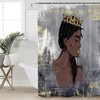 Unique Gray Abstract Art African American Girl Shower Curtain with Golden Paint 