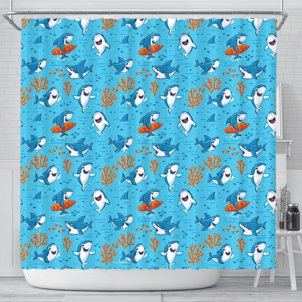 Unique Great White Shark Shower Curtain Design For Shark Lovers
