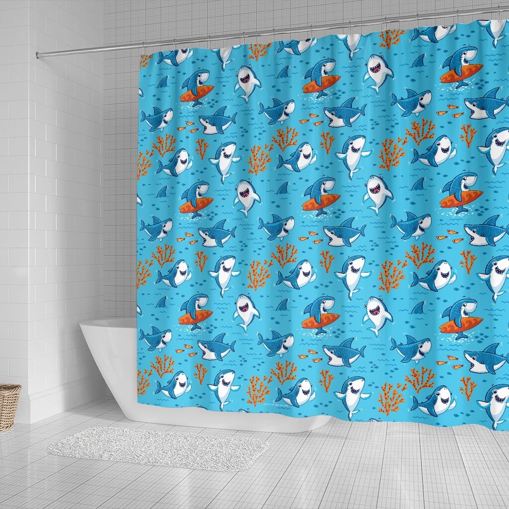 Unique Great White Shark Shower Curtain Design For Shark Lovers