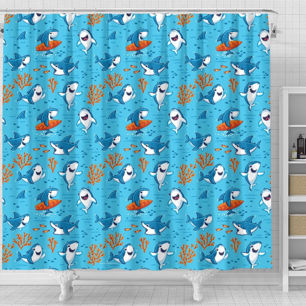 Unique Great White Shark Shower Curtain Design For Shark Lovers