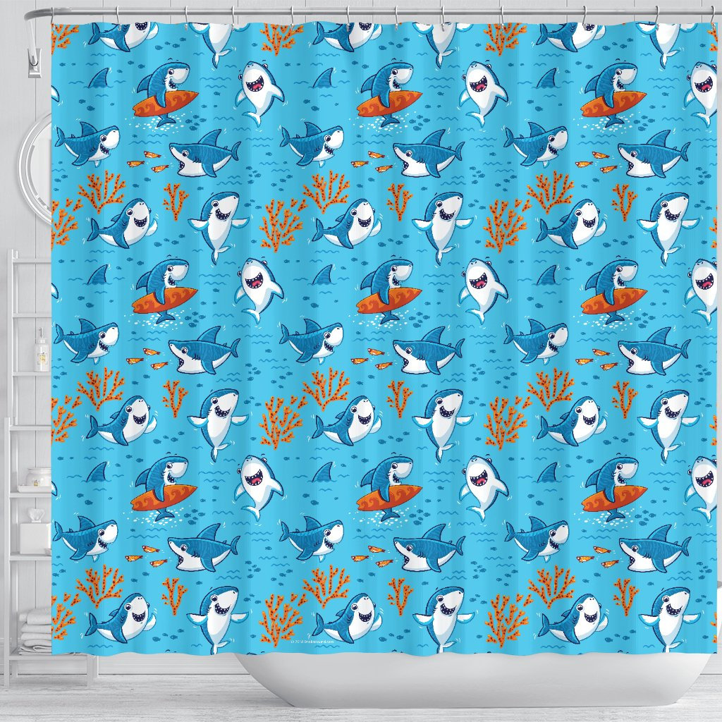 Unique Great White Shark Shower Curtain Design For Shark Lovers