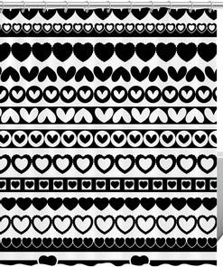 Unique Heart Border Shapes Shower Curtain For Bathroom
