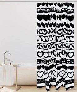 Unique Heart Border Shapes Shower Curtain For Bathroom