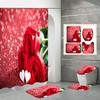Unique Heart Rose Flowers Shower Curtain For Modern Bathroom
