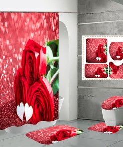 Unique Heart Rose Flowers Shower Curtain For Modern Bathroom