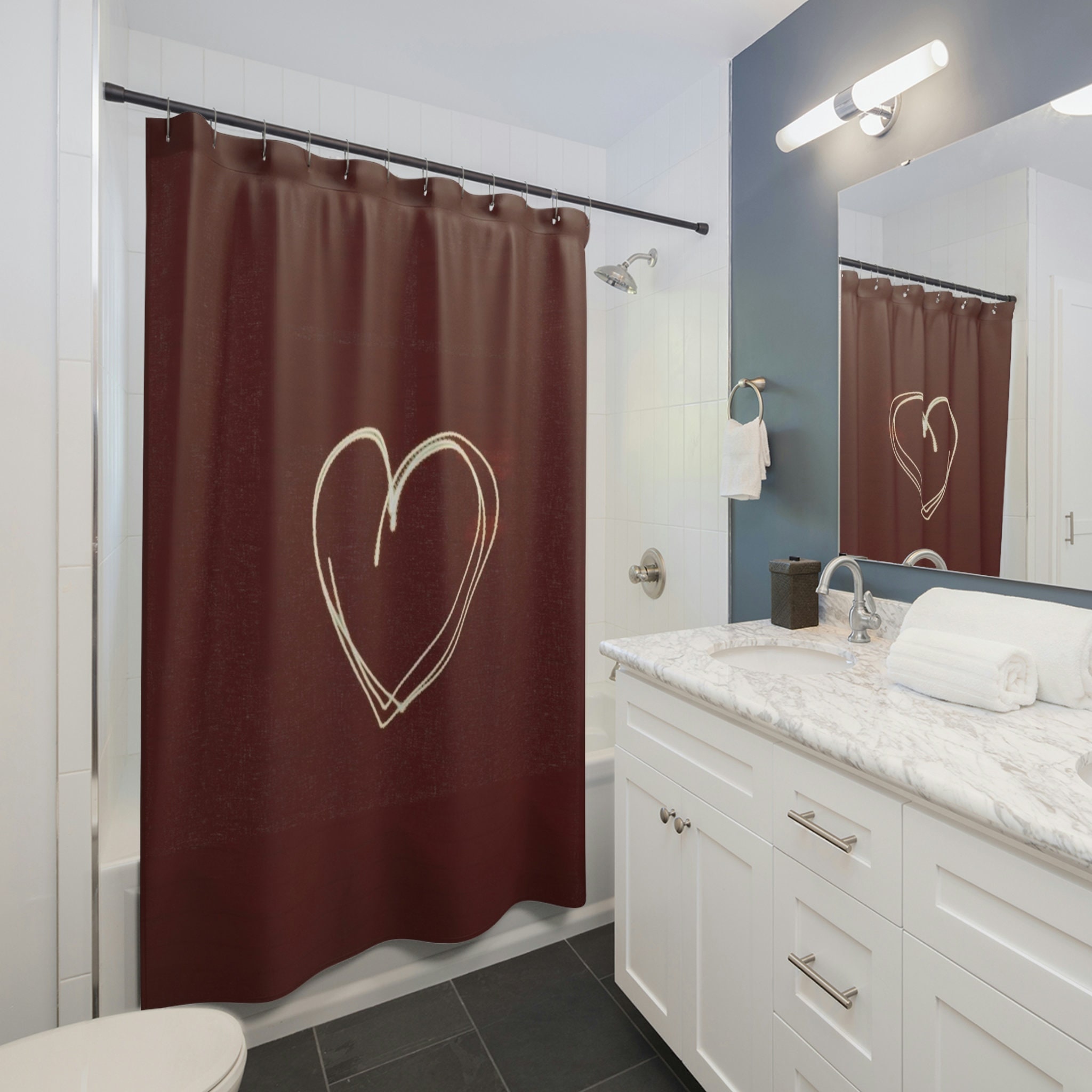 Unique Heart Shower Curtain With Minimalist Design For Your Bathroom