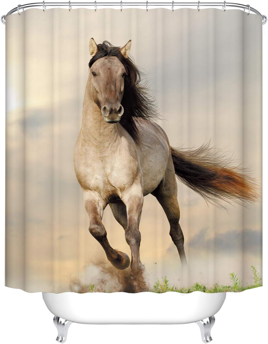 Unique Horse Penguin Design Theme Cloth Fabric Bathroom Shower Curtain