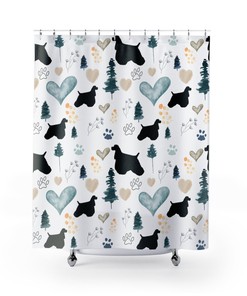 Unique Housewarming Gift Dog Breed Shower Curtain With Blue And White Design For Bathroom Refresh Gifts