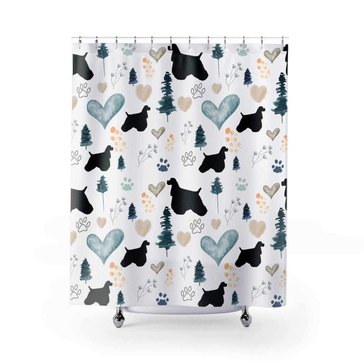Unique Housewarming Gift Dog Breed Shower Curtain With Blue And White Design For Bathroom Refresh Gifts