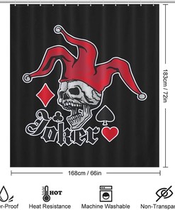 Unique Joker Skull Bathroom Shower Curtain with Durable Washable Fabric