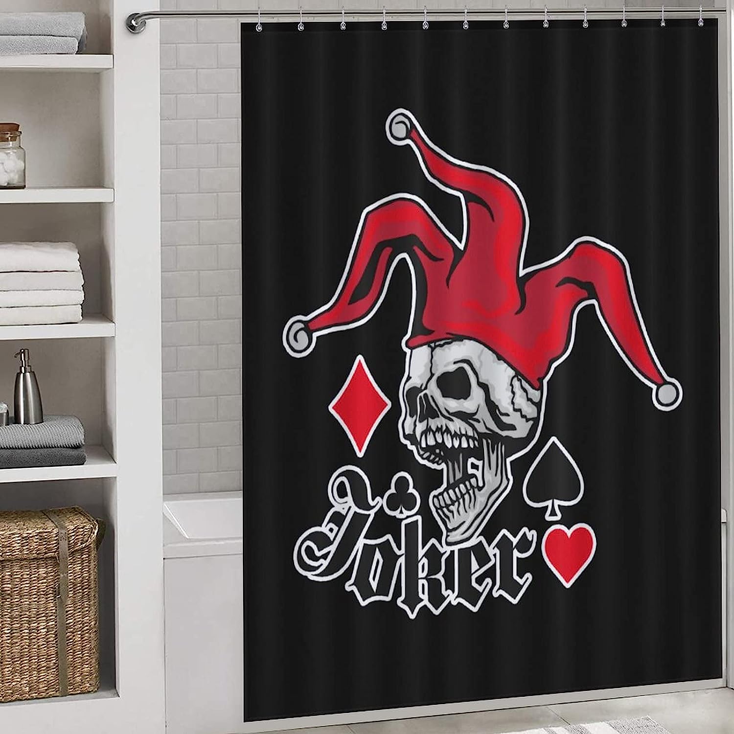 Unique Joker Skull Bathroom Shower Curtain with Durable Washable Fabric