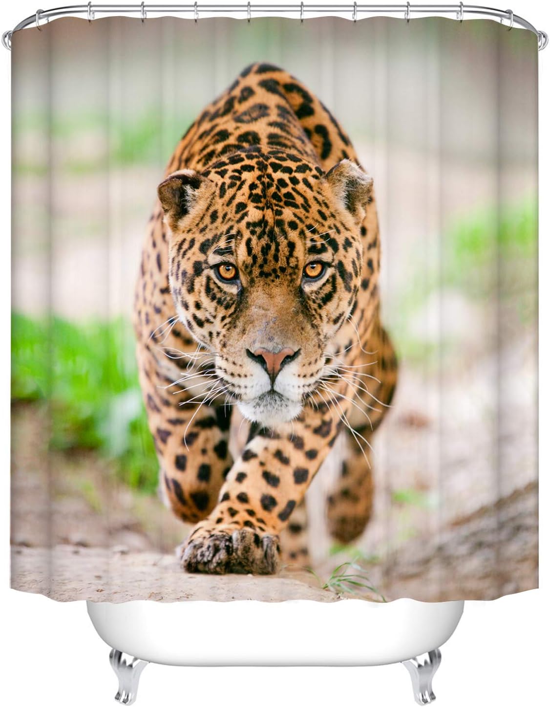 Unique Leopard Design Theme Cloth Fabric Bathroom Shower Curtain