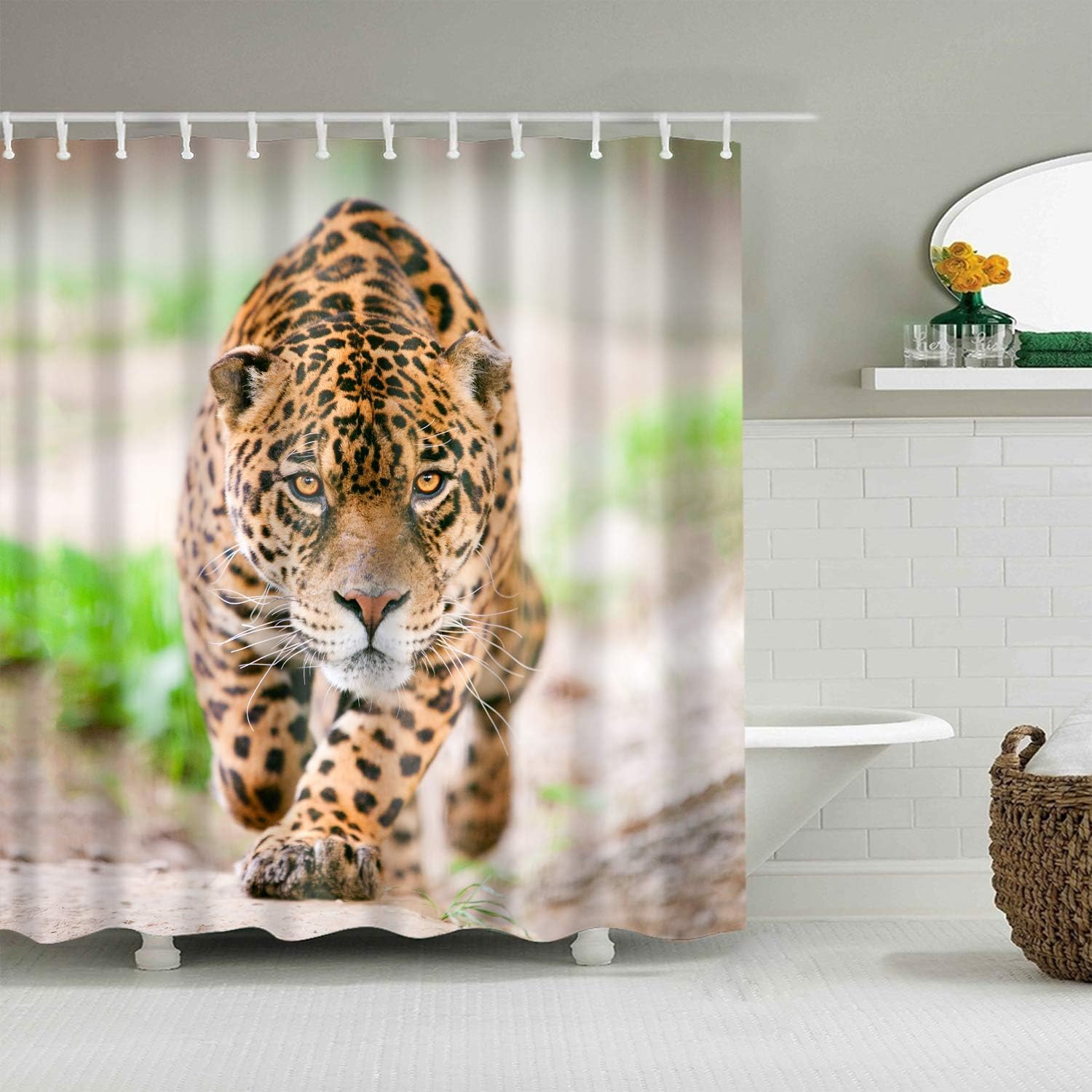 Unique Leopard Design Theme Cloth Fabric Bathroom Shower Curtain - Image 2
