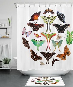 Unique Lepidoptera Insect Shower Curtain For Bathroom Decor