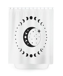 Unique Lunar Phases Printed Shower Curtain - Waterproof And Elegant