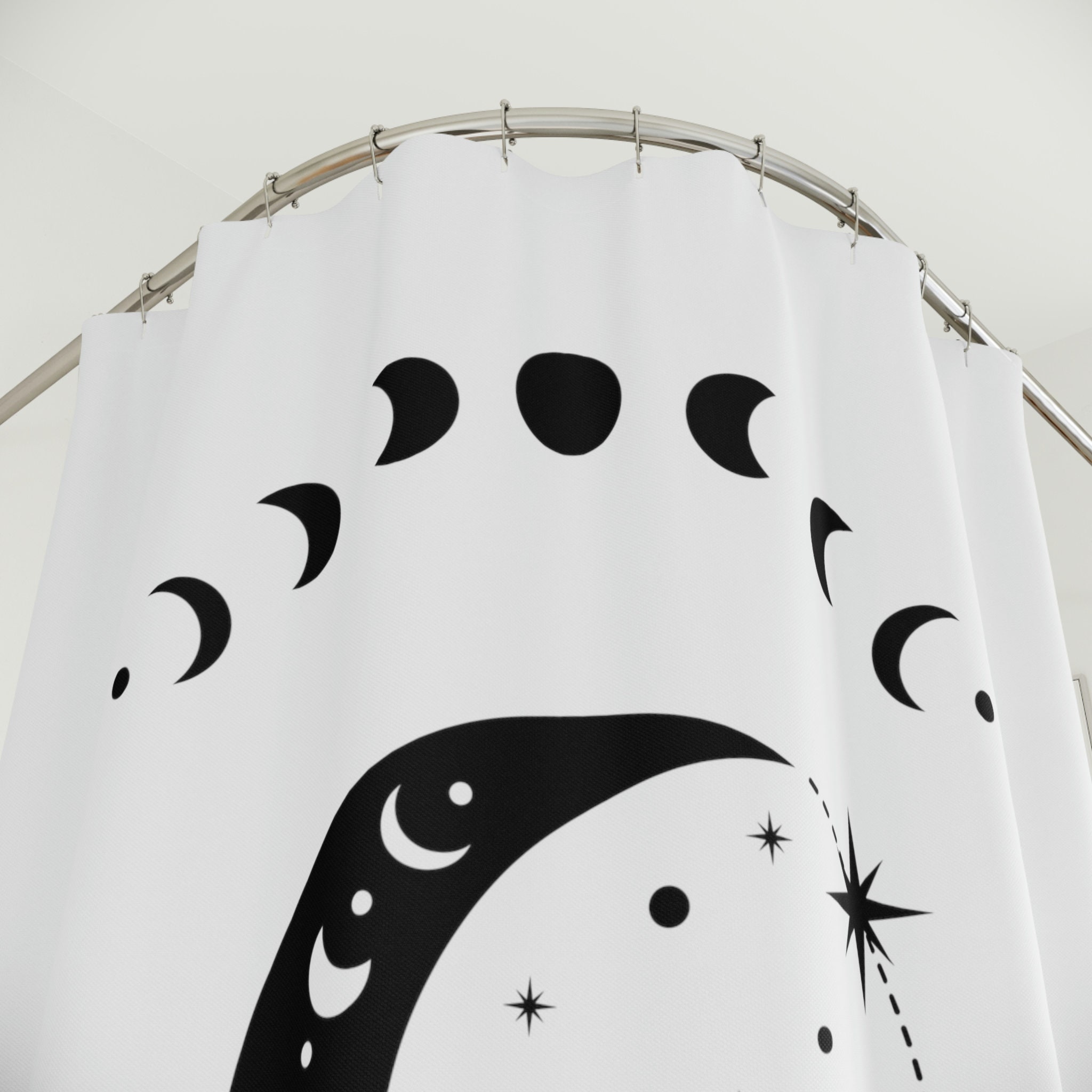 Unique Lunar Phases Printed Shower Curtain - Waterproof And Elegant - Image 2