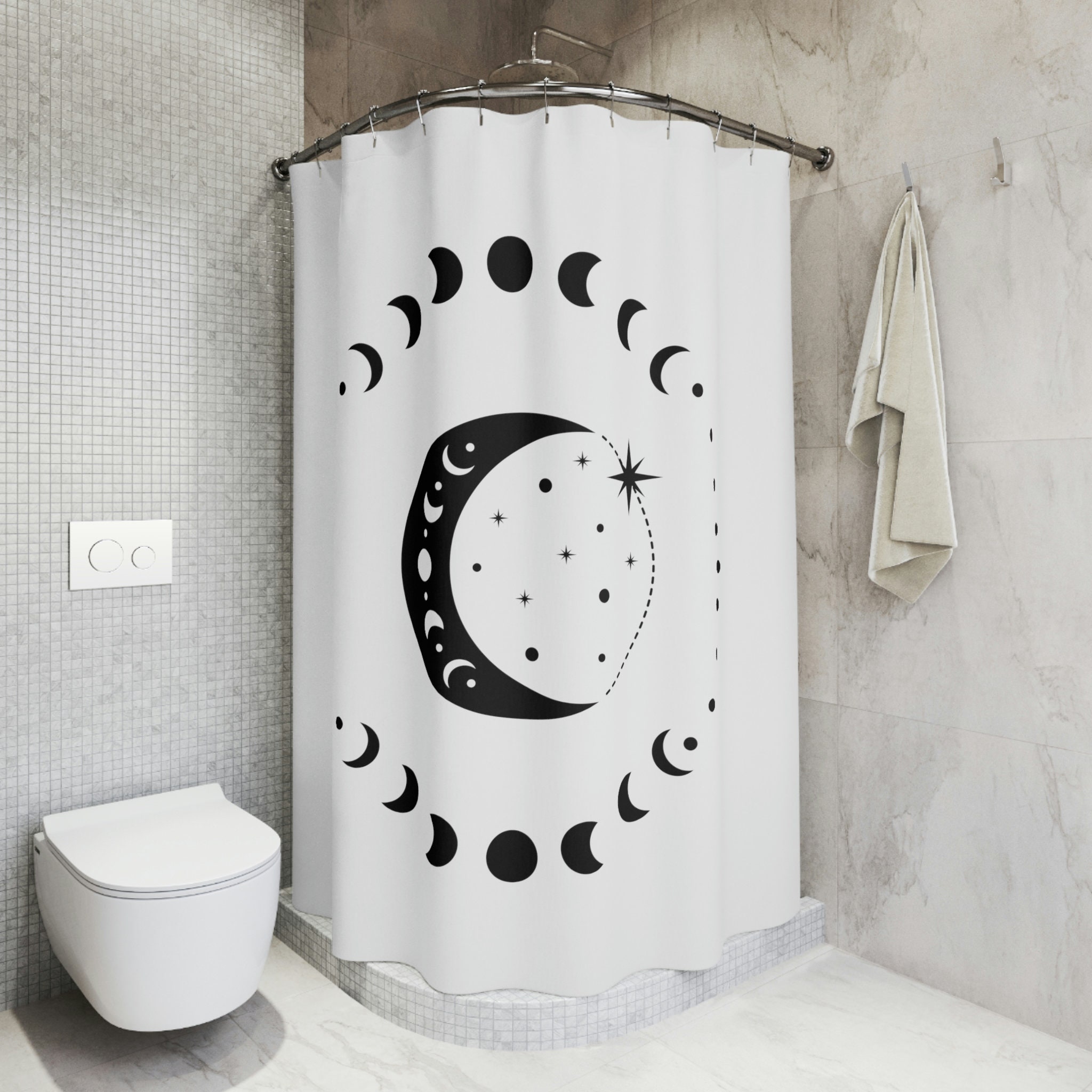 Unique Lunar Phases Printed Shower Curtain - Waterproof And Elegant - Image 4