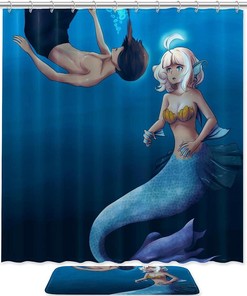 Unique Man and Mermaid Love Shower Curtain for Elegant Bathroom Decor