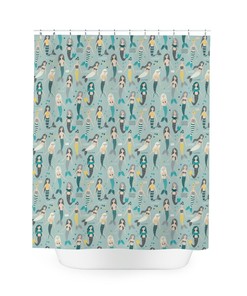 Unique Mermaid Print Shower Curtain- Water Resistant Fabric Bathroom Decor