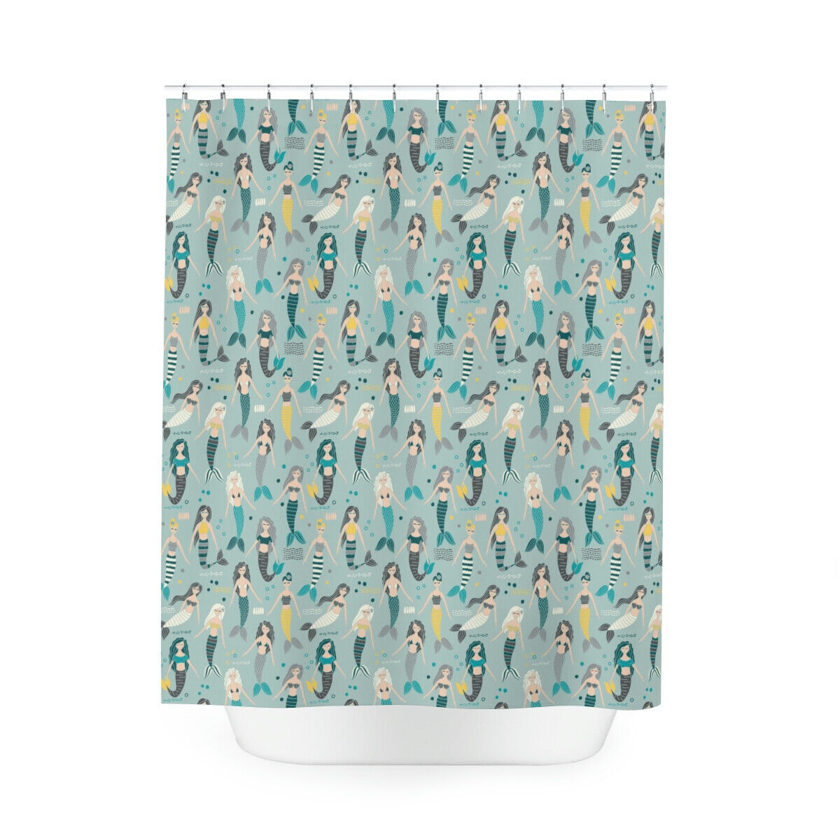 Unique Mermaid Print Shower Curtain- Water Resistant Fabric Bathroom Decor