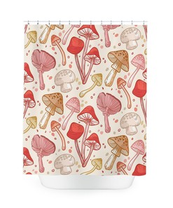 Unique Mushroom Print Shower Curtain - Personalized Retro Aesthetic Spring Decor for College Dorms