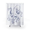 Unique Navy and White Octopus Shower Curtain for Vintage Bathroom.