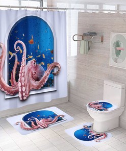 Unique Octopus Art Shower Curtain for Your Bathroom Makeover.