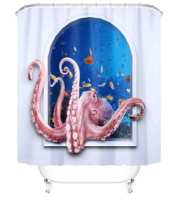 Unique Octopus Art Shower Curtain for Your Bathroom Makeover.