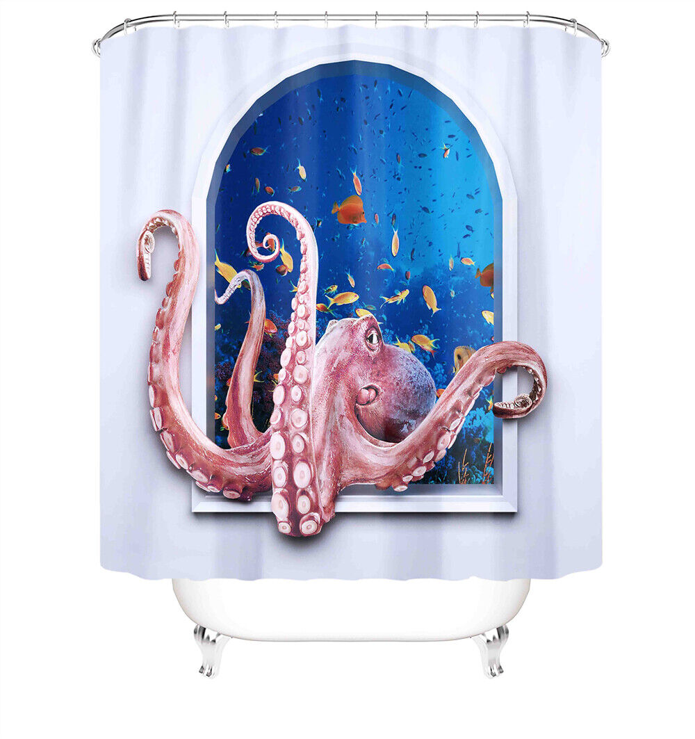 Unique Octopus Art Shower Curtain for Your Bathroom Makeover.