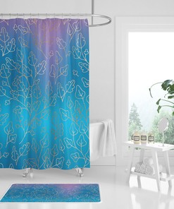 Unique Ombre Abstract Floraldigo Blue Boho Shower Curtain With Watercolor Effect
