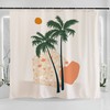 Unique Pastel Retro Palm Tree Sun Art Illustration Shower Curtain For A Modern Look