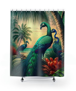 Unique Peacock Bird Lover Gift Shower Curtain - At Home Bathroom Decor