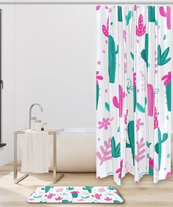 Unique Pink Cactus Waterproof Shower Curtain for Chic and Natural Bathroom