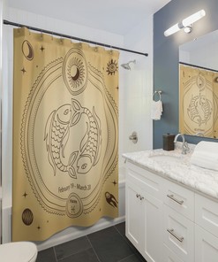 Unique Pisces Astrological Sign Shower Curtain for Horoscope Enthusiasts