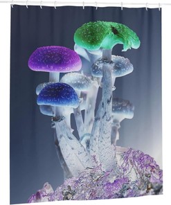 Unique Print Trippy Mushroom Shower Curtain for Bathroom Decor
