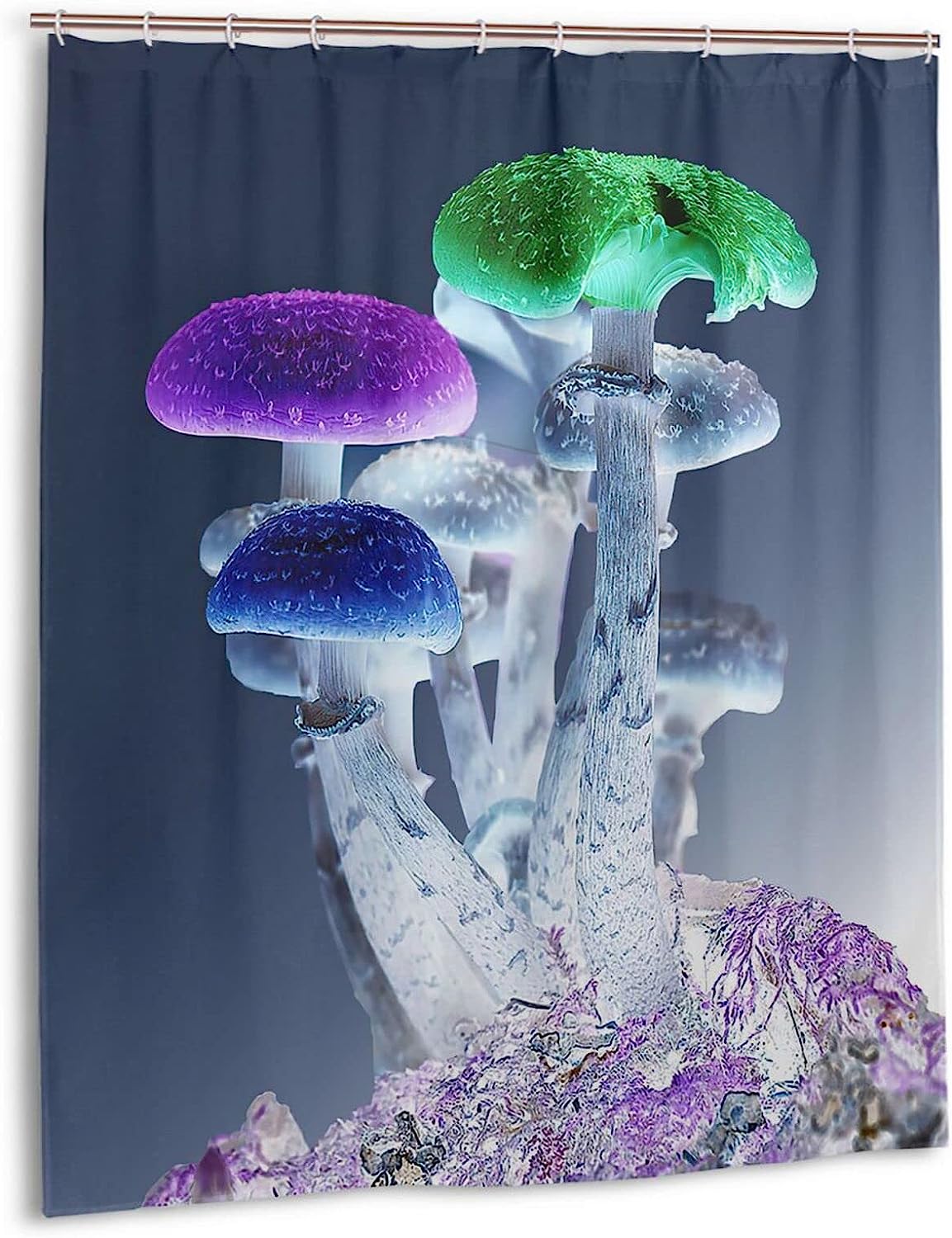 Unique Print Trippy Mushroom Shower Curtain for Bathroom Decor