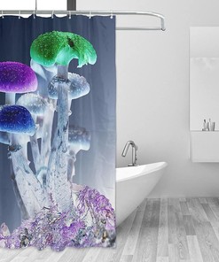 Unique Print Trippy Mushroom Shower Curtain for Bathroom Decor