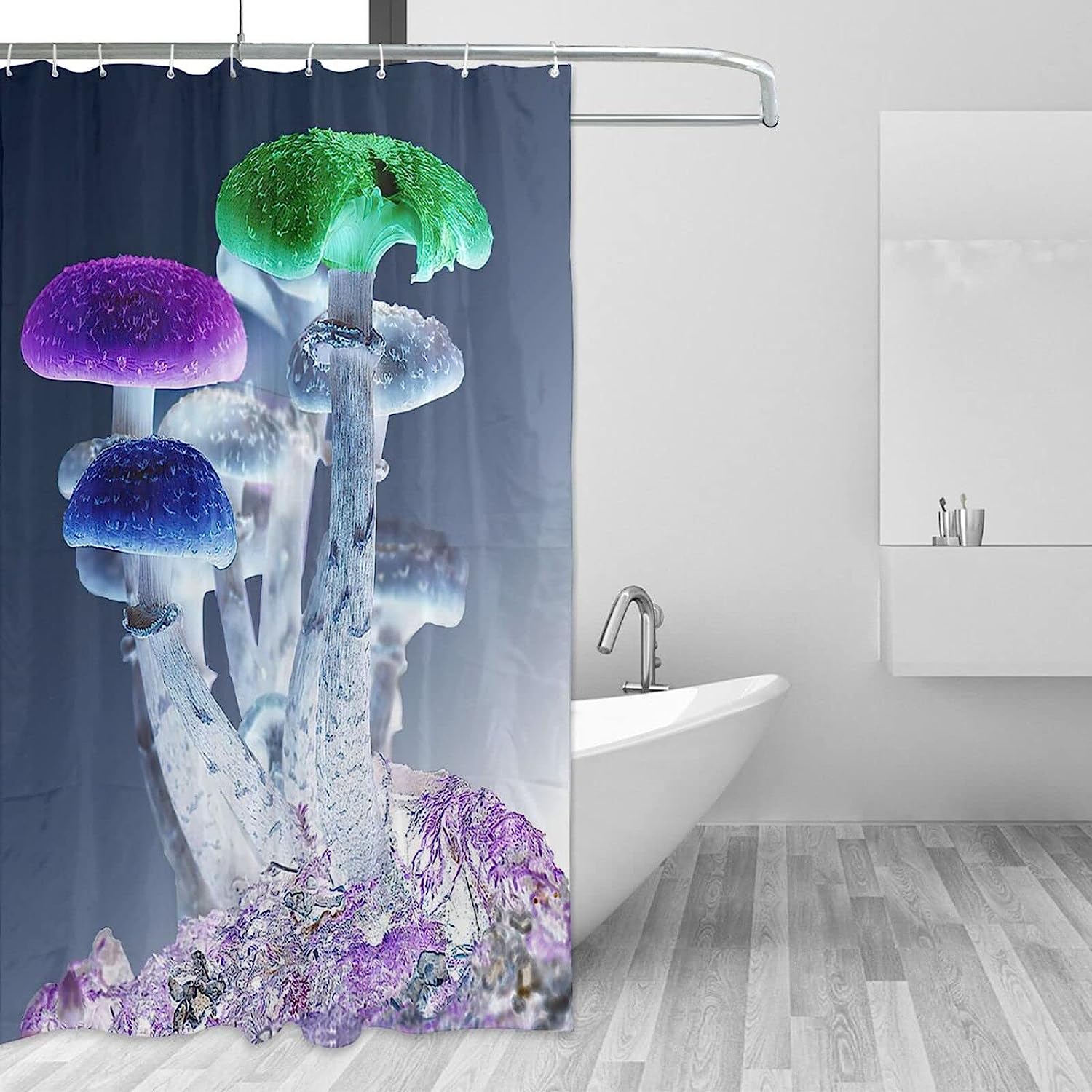 Unique Print Trippy Mushroom Shower Curtain for Bathroom Decor